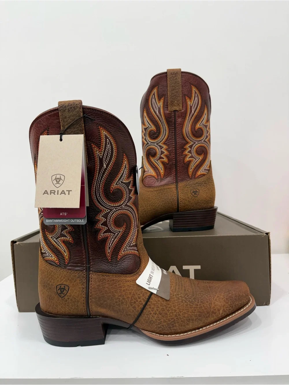 NEW Ariat Stonebrook Boots Western Cowboy Leather ATS Men Size 11 EE Wide